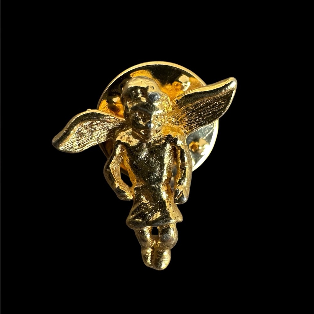 Vintage Gold Tone Angel Pin Brooch, Small-Less than an Inch